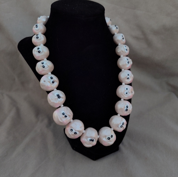 🌊🐚Pearl🐬Funny 🐚Face 🐚Necklace - Picture 4 of 14